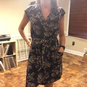 Maeve navy patterned wrap dress